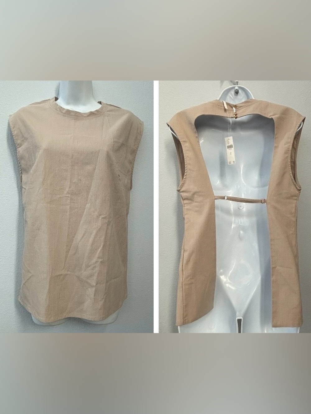 NWT women’s Anthropologie Beige open back sleeveless top w/cutout strap detail